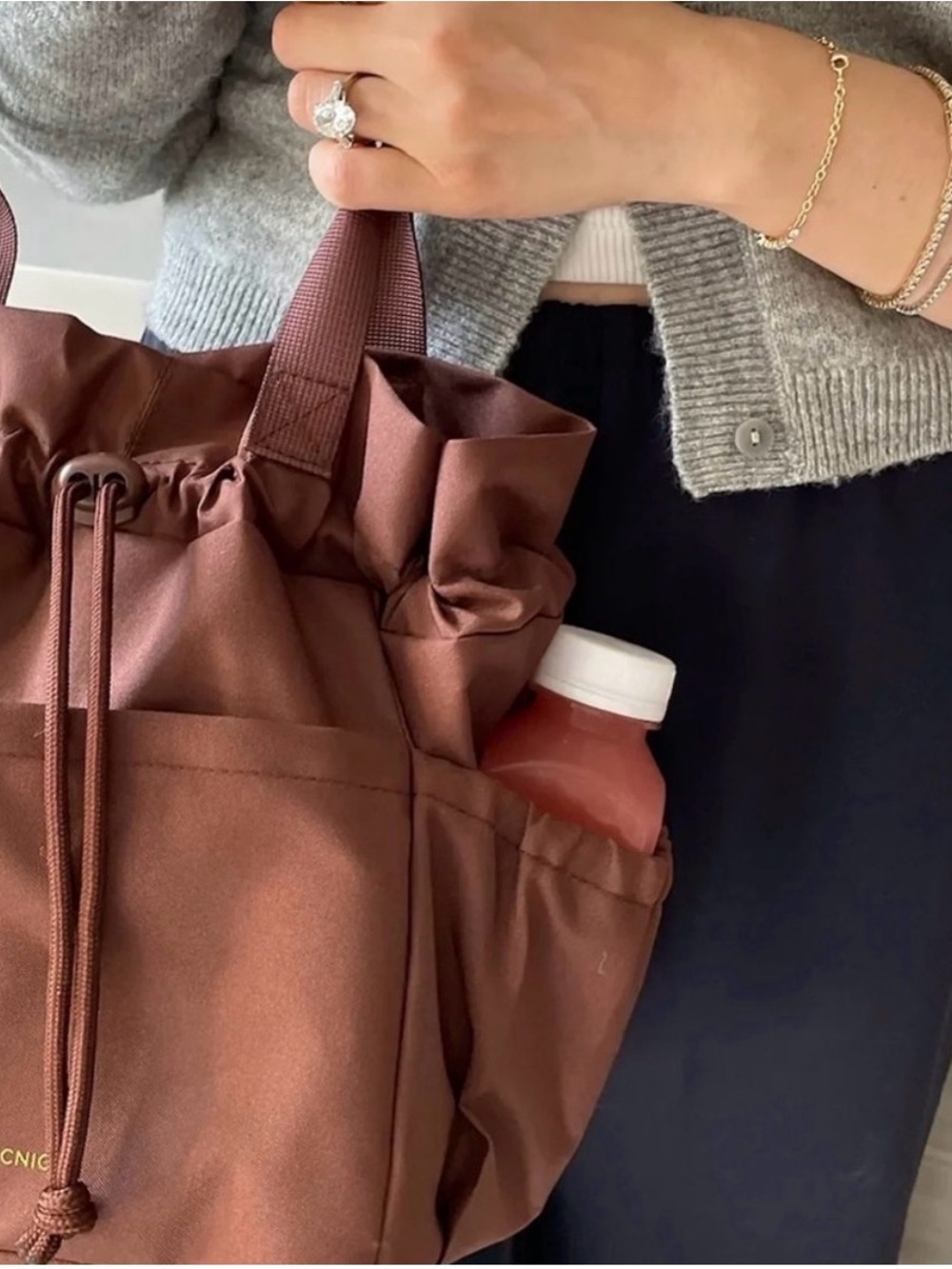 Modern Picnic x FabFitFun Brown Nylon Insulated Lunch Tote Bag Cooler NWT